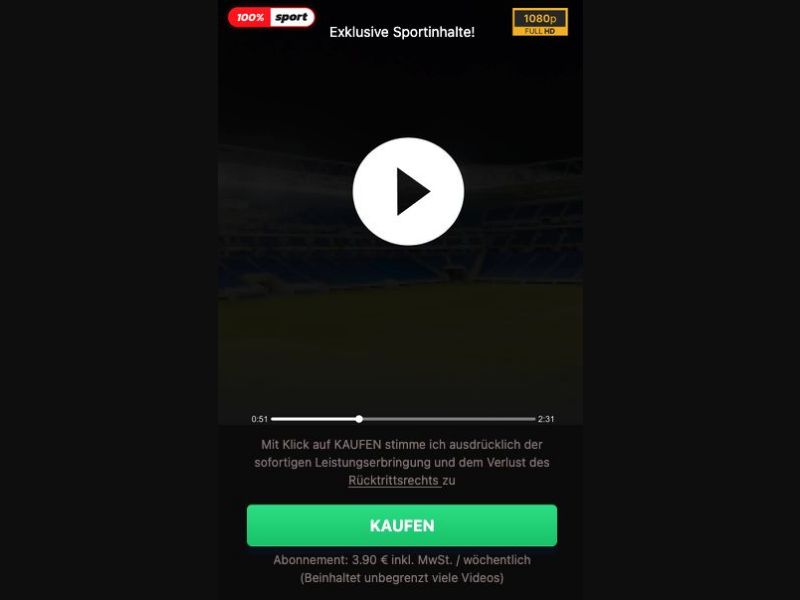 38206 - AT - [MOB] - 100% Sport Videos - A1 - 2 Click