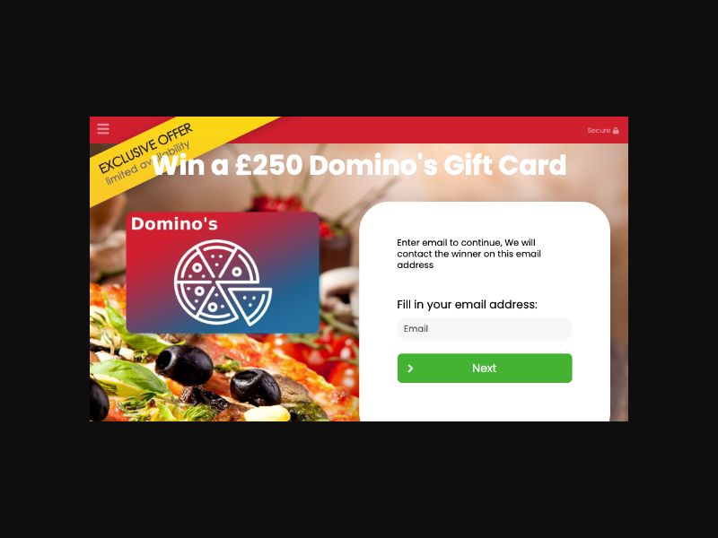 YOUSWEEPS - Domino's gift card - SOI (UK)