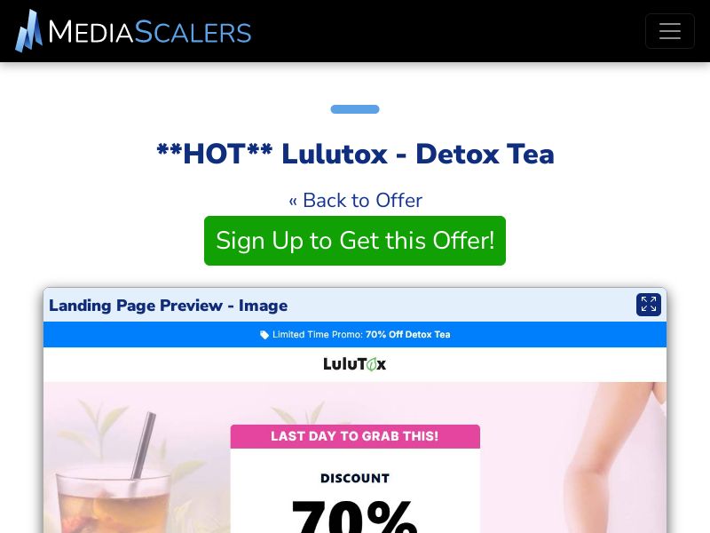 Lulutox - Detox Tea {+Advertorial, DTC, Multi-Lang, Alt-Landers} (Event Tracking) [US, DE, CA, AU, UK, FR, IL, +233 More]