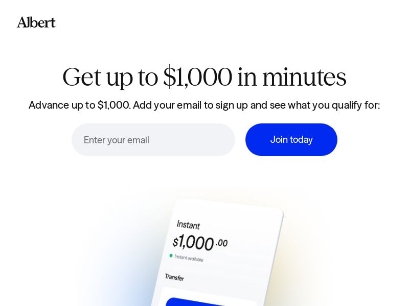 Albert Instant Cash in Minutes (Up to $1k) - (Proof Needed) - Email Only