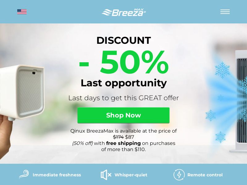 Qinux BreezaMax AC Unit [INTL] (Banner,Native,Social,Search,SEO,Brand Bidding) - CPA