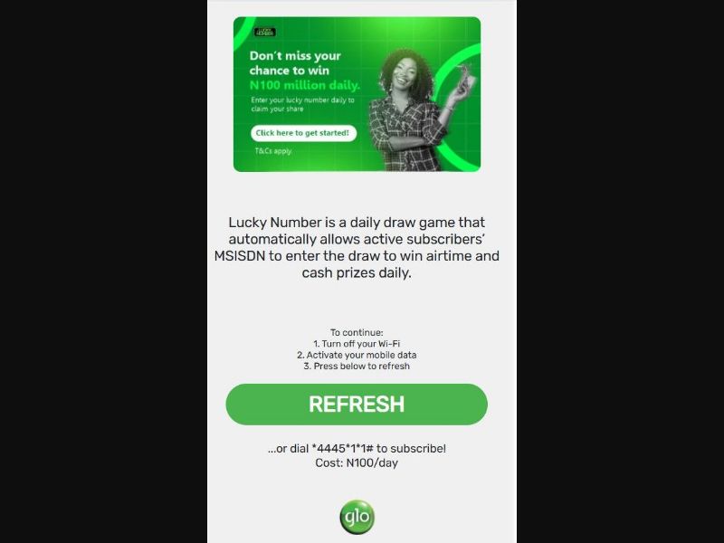 37377 - NG - [MOB] - Lucky Number Glo Secure D - Glo - 2 Click