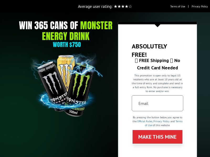 CONSUMERSCONNECT - Win 365 cans of Monster Energy drinks worth $750 SOI [US]