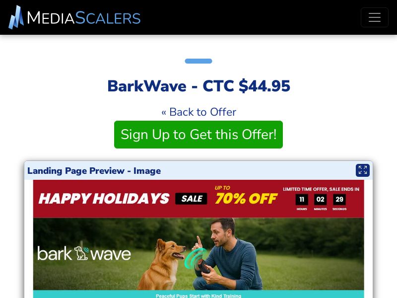 BarkWave - CTC $44.95 {+DTC, Alt-Landers, Advertorial} (Event Tracking) [US]