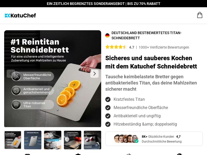 KatuChef Titanium Cutting Board - DTC [DE] (Social,Banner,Native,Push,SEO,Search,Brand Bidding) - CPA
