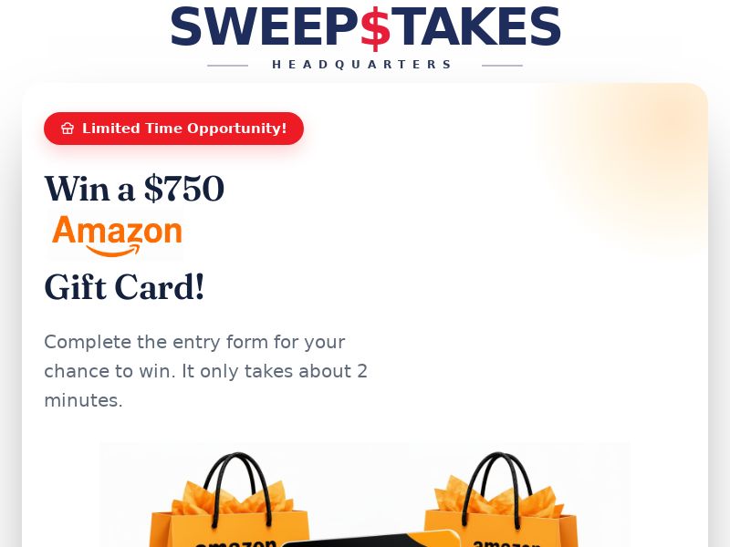 Sweepstakes Headquarters - $750 Amaznon Gift Card
