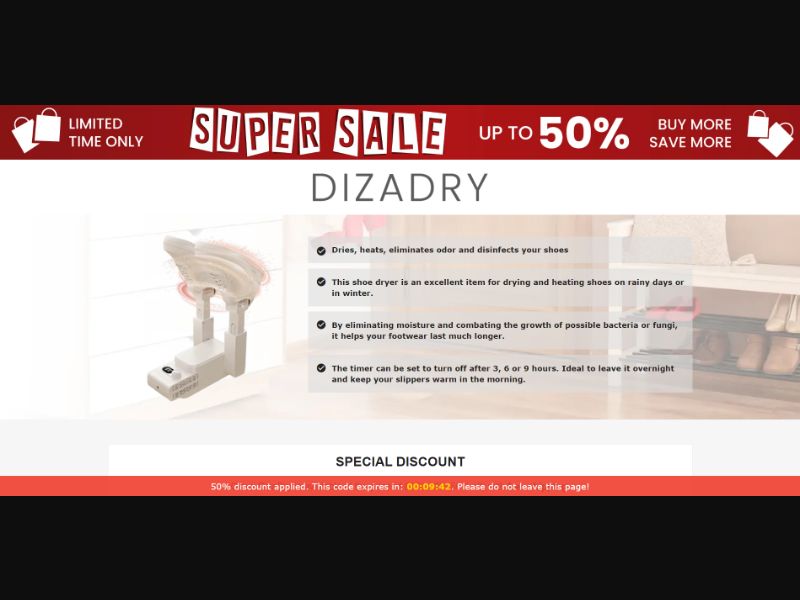 [WEB+MOB] Qinux DizaDry – Shoe dryer /International (112 GEOs) CPS *FB/TT/Google/Taboola Pixel* [Approval Required]