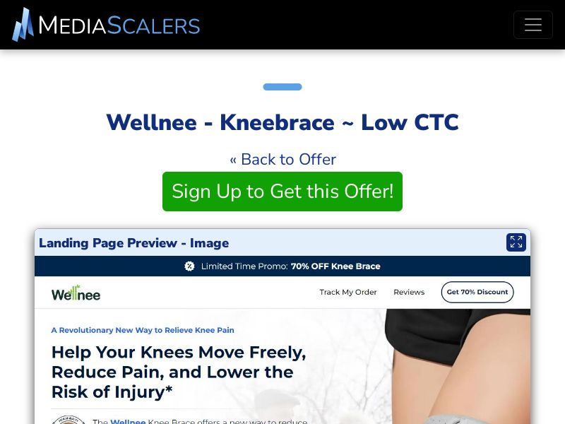 Wellnee - Kneebrace ~ Low CTC {+Advertorial, DTC, Alt-Landers} (Event Tracking) [US, DE, CA, AU, UK, FR, IL, +233 More]