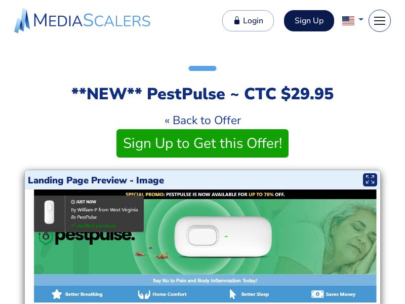 PestPulse ~ CTC $29.95 {+Advertorial, Alt-Landers, DTC} (Event Tracking) [US]