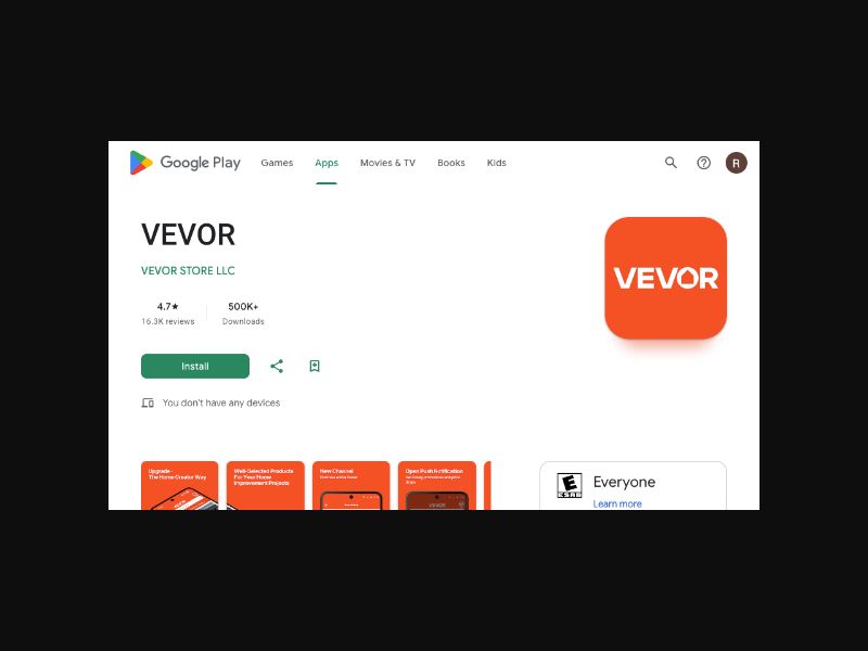 Vevor App - Tough Equipment and Housewares - Android - RevShare (US)