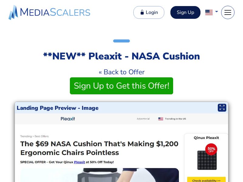 Pleaxit - NASA Cushion {+Advertorial, DTC, Alt-Landers} [US, DE, CA, AU, UK, IL, ZA, +102 More]