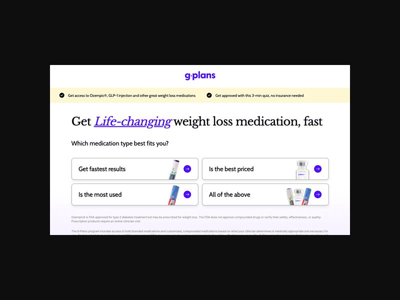 G-Plans - GLP1 Medical Weight Loss Program - CPS (US)