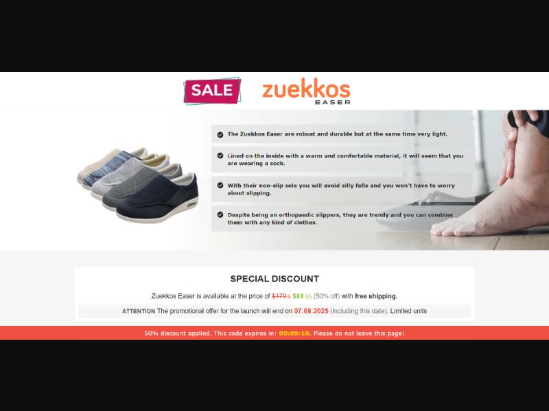 [WEB+MOB] Zuekkos Easer – Orthopaedic Slippers /International (112 GEOs) CPS *FB/TT/Google/Taboola Pixel* [Approval Required]