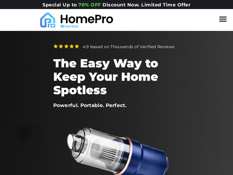 ! NEW OFFER - Portable Handheld Vacuum - DTC [US,UK,FR,DE,AT] (Social,Banner,Native,Push,SEO,Search,Brand Bidding) - CPA
