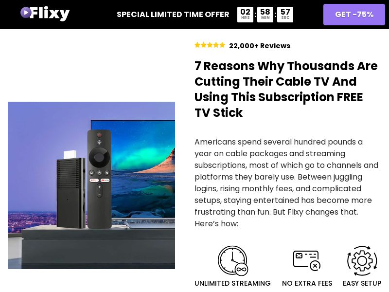 Flixy TV Smart Stick - DTC [UK] (Social,Banner,Native,Push,SEO,Search,Brand Bidding) - CPA