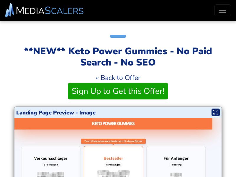 Keto Power Gummies - No Paid Search - No SEO {+DTC, Quiz} [DE, AT]