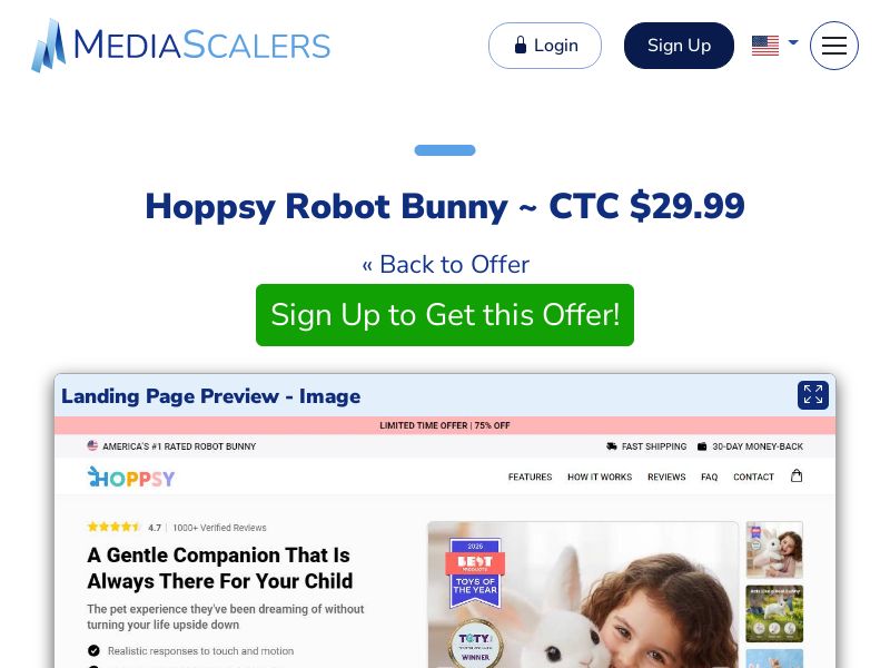 Hoppsy Robot Bunny ~ CTC $29.99 {+Advertorial, DTC, Multi-Lang, Alt-Landers} (Event Tracking) [US, DE, CA, AU, UK, FR, IL, +232 More]