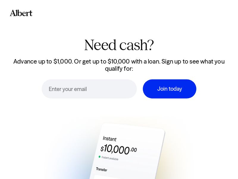 Albert Personal Loans (Up to $10k) - (Proof Needed) - Email Only
