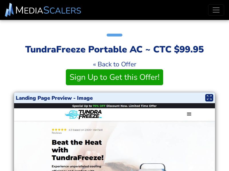 TundraFreeze Portable AC ~ CTC $99.95 {+DTC, Alt-Landers} (Event Tracking) [US]