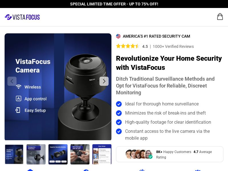 VistaFocus Mini Wifi Camera SS - US/INTL