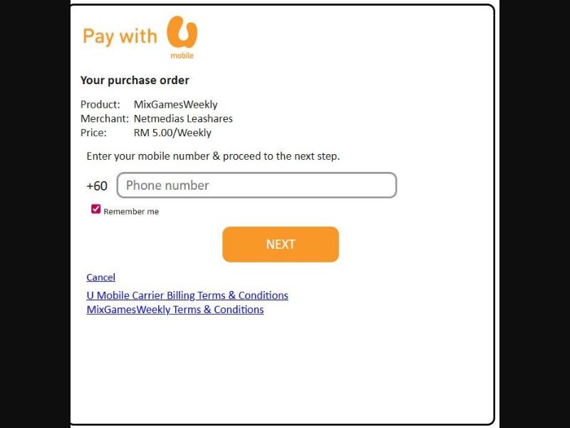 35919 - MY - [MOB] - Direct Fly - Umobile - PIN