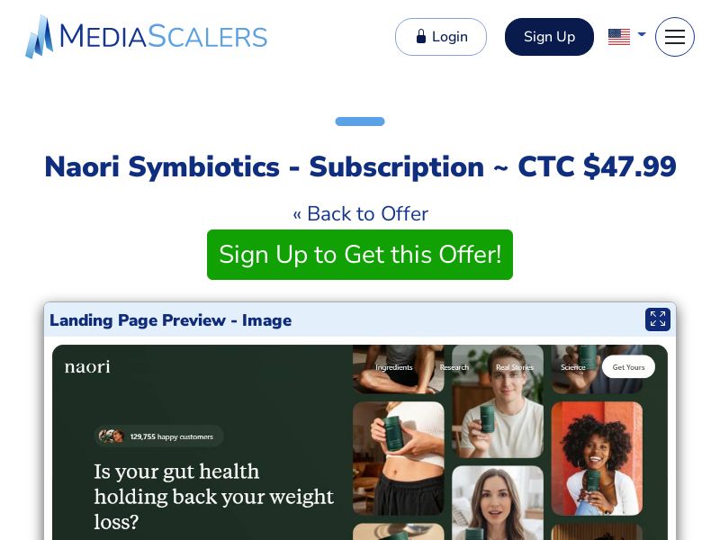 Naori Symbiotics - Subscription ~ CTC $47.99 {+Advertorial, DTC, Alt-Landers} (Event Tracking) [US, DE, CA, AU, UK, FR, IL, +232 More]