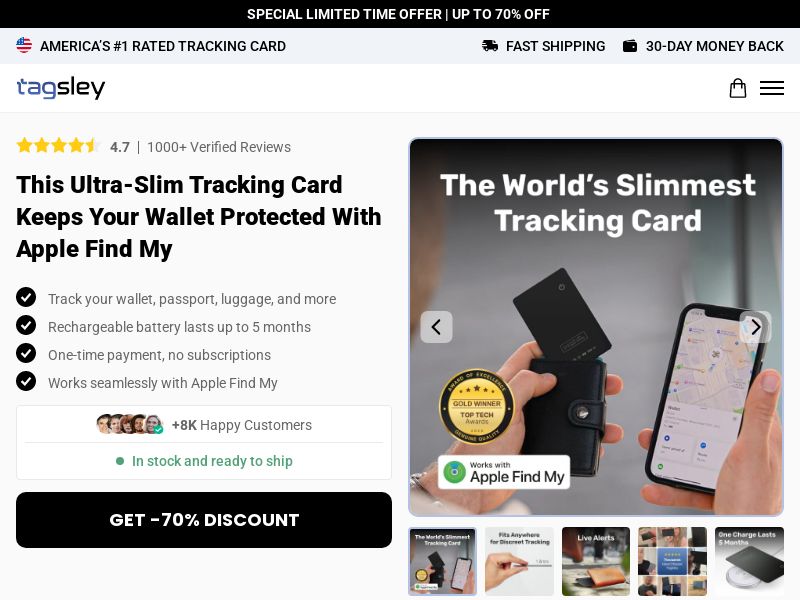 Tagsley Tracking Card - Product Page [INTL] (Social,Banner,Native,Push,SEO,Search,Brand Bidding) - CPA