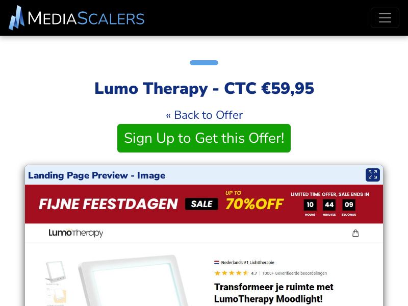 Lumo Therapy - CTC €59,95 {+DTC, Alt-Landers} (Event Tracking) [NL]