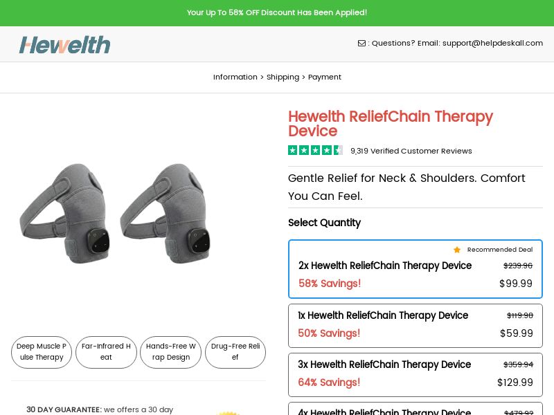 Ecom - Hewelth Shoulder ReliefChain - US/CA/UK/AU/FI