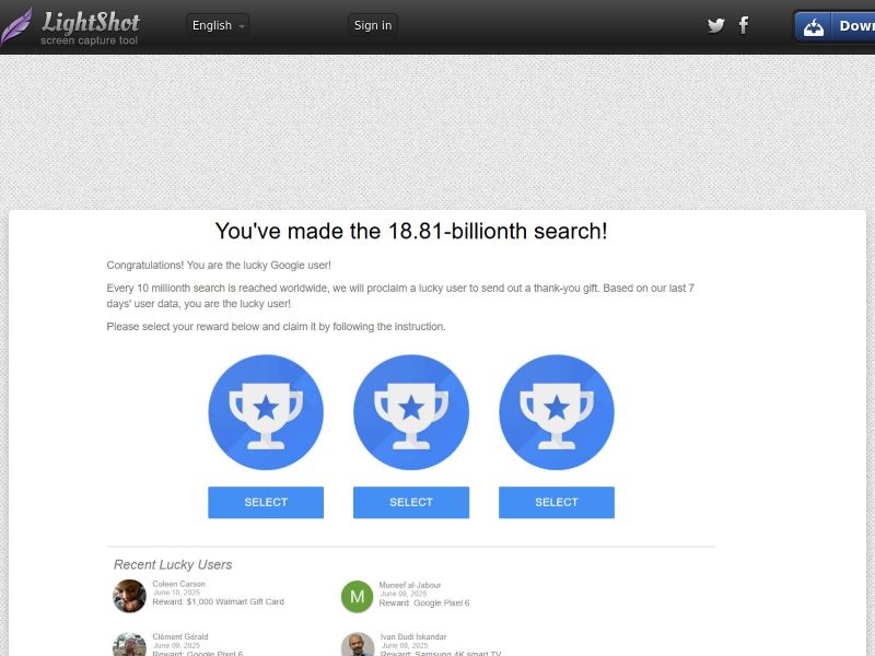 Google Winner ($1000 Walmart Gift Card) - SOI | US