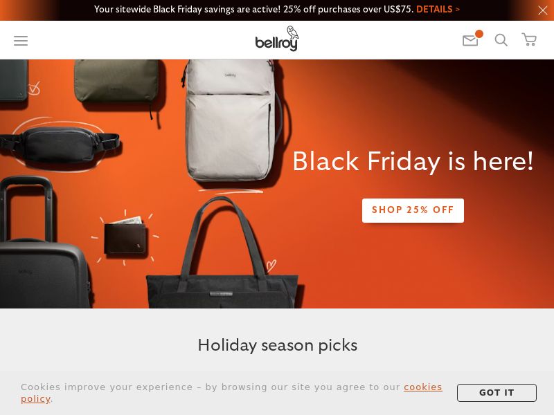 Bellroy US, CA, EU, APAC