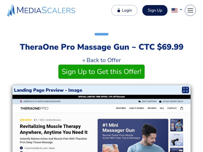 TheraOne Pro Massage Gun ~ CTC $69.99 {+Advertorial, DTC, Alt-Landers} (Event Tracking) [US, DE, CA, AU, UK, FR, IL, +232 More]