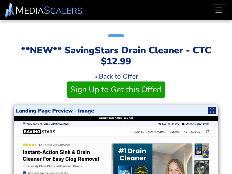 SavingStars Drain Cleaner - CTC $12.99 {+DTC, Alt-Landers} [US, DE, CA, AU, UK, FR, IL, +232 More]