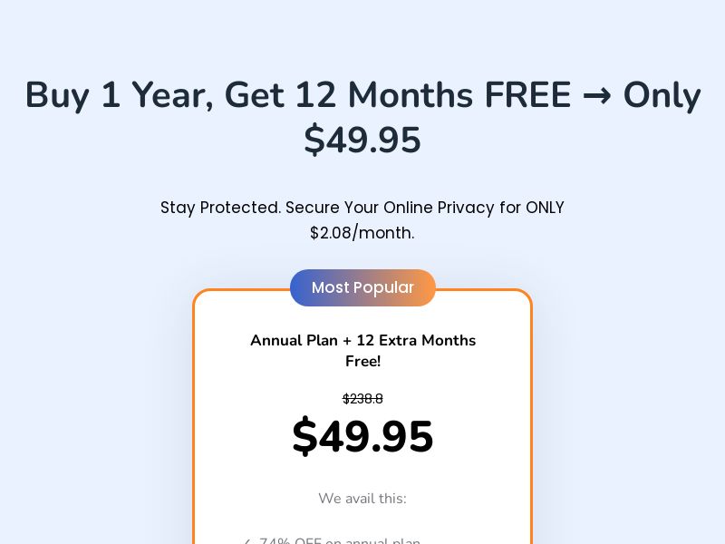 Saviour VPN Annual Plan + 12 Month FREE | US