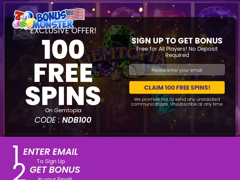 Bonus Monster-(d) 100 Free Spins on Gemtopia - US