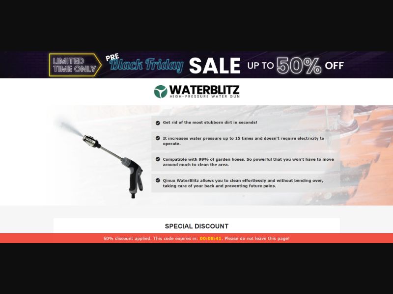 [WEB+MOB] Qinux WaterBlitz – High-Pressure Water Gun /International (112 GEOs) CPS *FB/TT/Google/Taboola Pixel* [Approval Required]