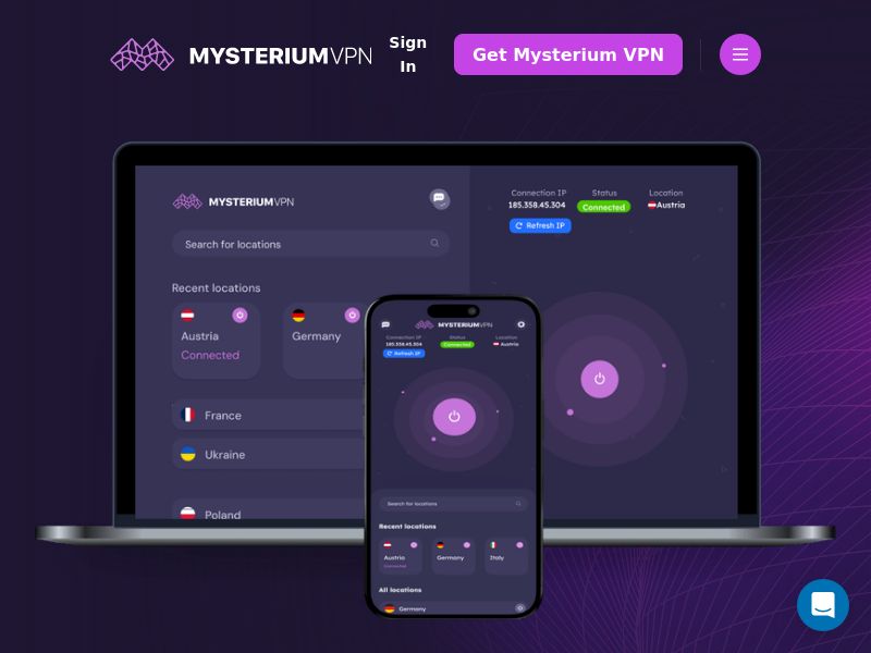 Mysterium VPN_US, UK, EU, CA