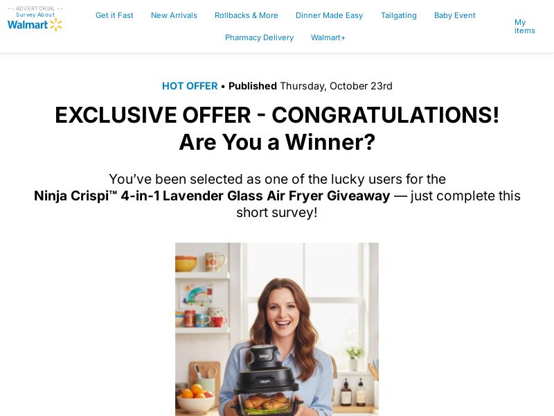 Ninji Crispi 4-in-1 Glass Air Fryer (CPA) (CC Submit)