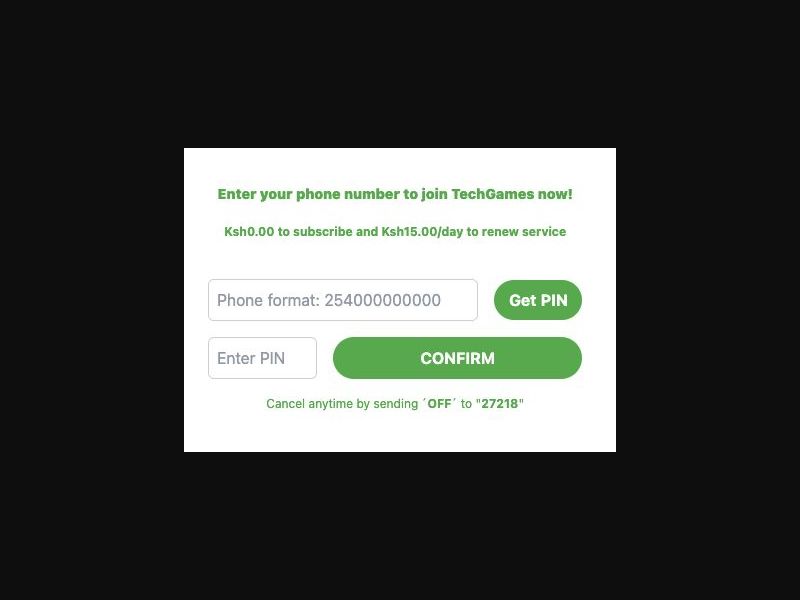 38926 - KE - [MOB] - Techgames (non-billable) - Safaricom - 2 Click