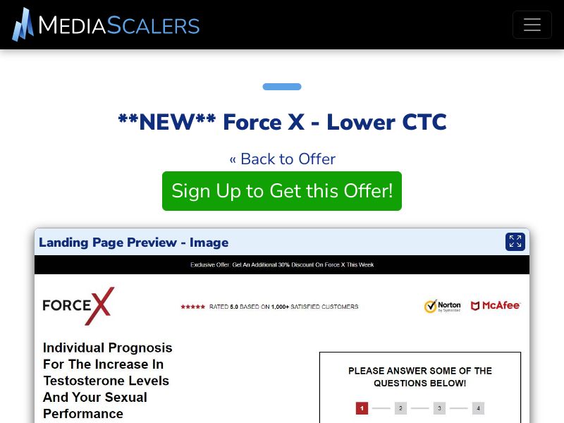 Force X - Lower CTC {+DTC, Advertorial, Alt-Landers, Quiz} [UK]