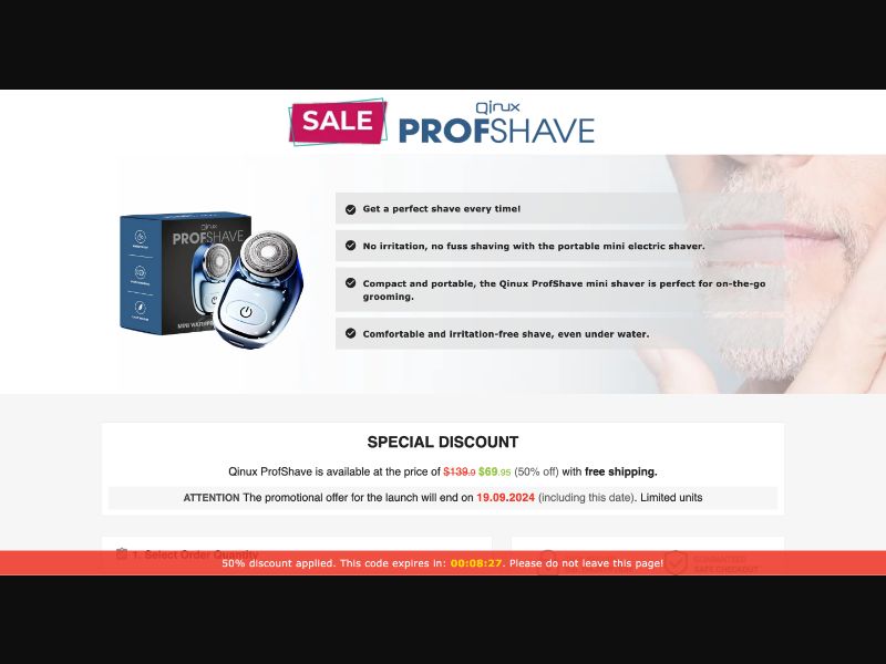 [WEB+MOB] Qinux ProfShave - Shaving Razor /International (112 GEOs) CPS *FB/TT/Google/Taboola Pixel*