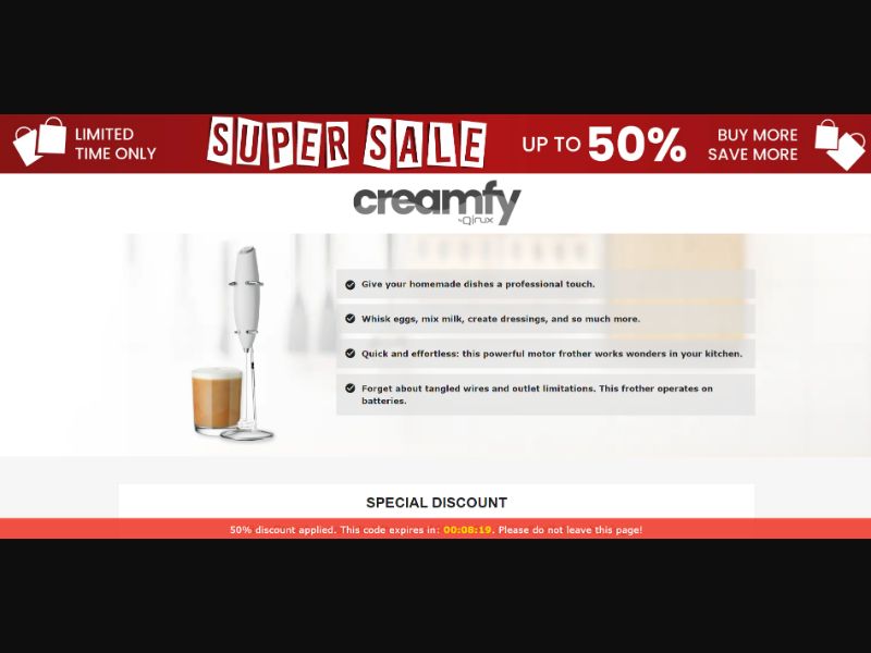 [WEB+MOB] Qinux Creamfy – Cappuccino maker /International (112 GEOs) CPS *FB/TT/Google/Taboola Pixel* [Approval Required]