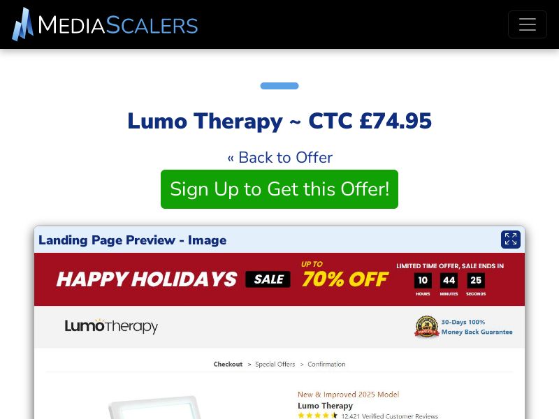 Lumo Therapy ~ CTC £74.95 {+DTC, Atl-Landers} (Event Tracking) [UK]