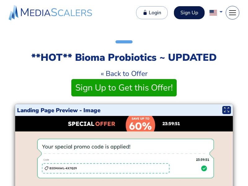 Bioma Probiotics ~ UPDATED {+Advertorial, DTC, Alt-Landers, Quiz} (Event Tracking) [US]