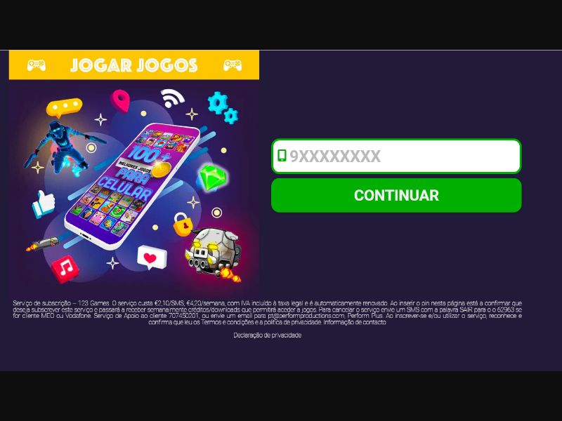 [MOB] 123gamez - Play Games /PT [VODA, MEO] PIN