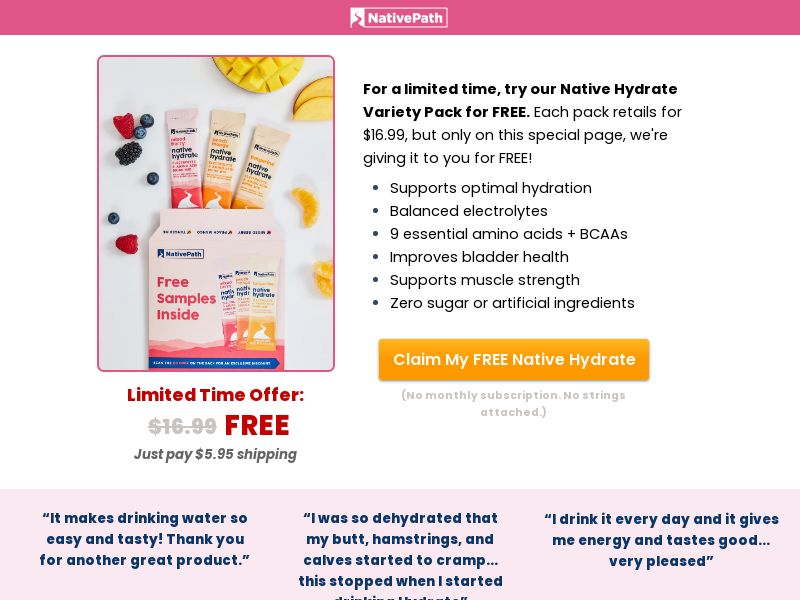 NativePath - Hydrate Sample Pack - CPA | US