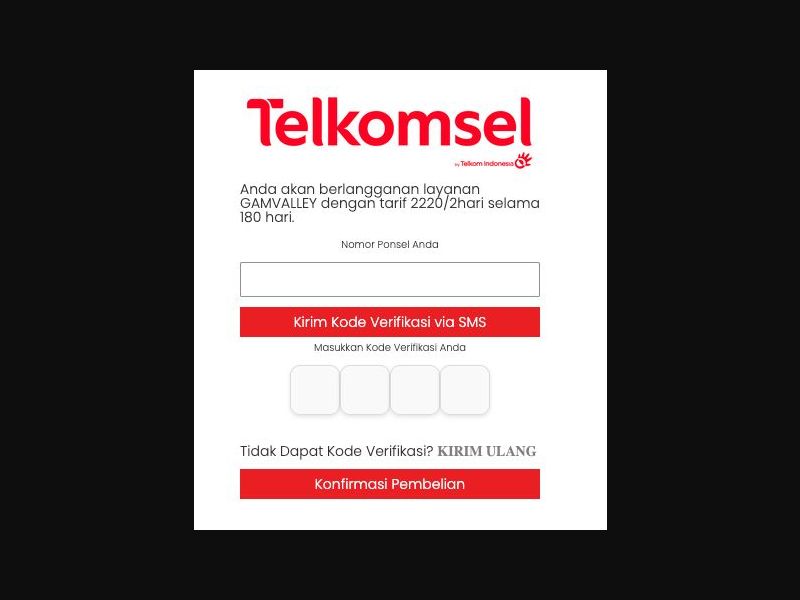 37860 - ID - [MOB] - GamValley (non-billable) - Telkomsel - PIN