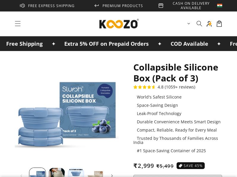 Collapsible Silicone Box By Slursh CPA - India**
