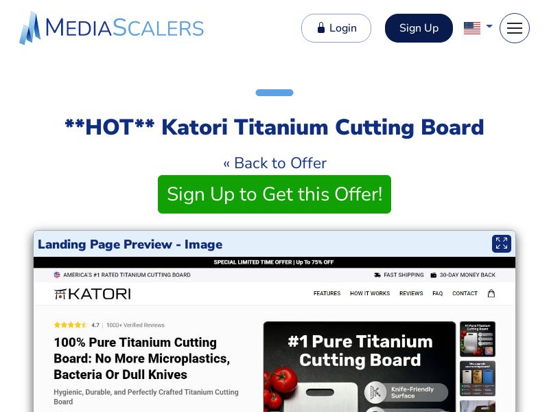 Katori Titanium Cutting Board {+Advertorial, DTC, Alt-Landers} (Event Tracking) [US, DE, CA, AU, UK, FR, IL, +232 More]