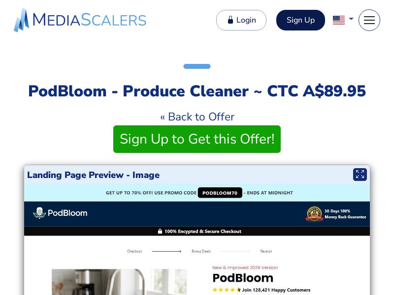 PodBloom - Produce Cleaner ~ CTC A$89.95 {+Advertorial, DTC, Alt-Landers} (Event Tracking) [AU]